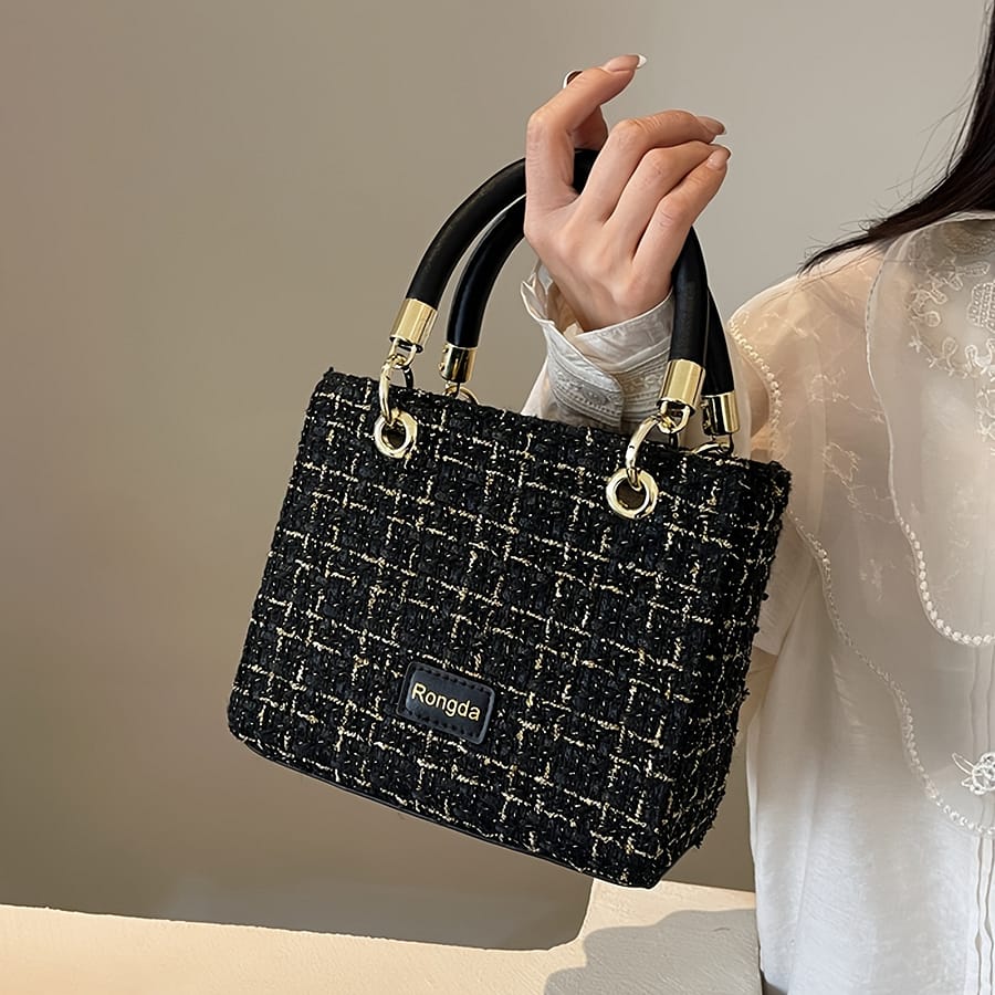 Women’s Elegant Tweed Fabric Handbag, Chic Fashionable Crossbody Bag, Versatile Top Handle Shoulder Bag For Daily, Parties, And Outings Clothing, Shoes & Jewelry Shop Online at Dubai Trades 2