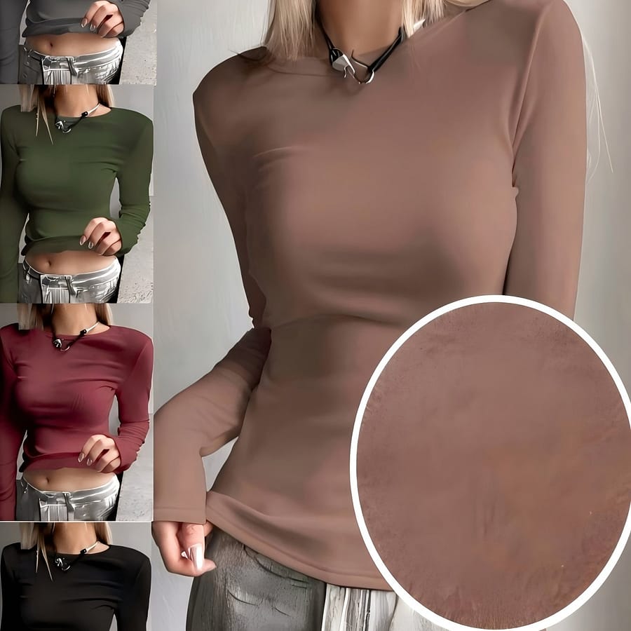 Women’s Fall And Winter Thermal Knit Top, Solid Color, Polyester, Long Sleeve, Warm Clothing Shop Online at Dubai Trades 2