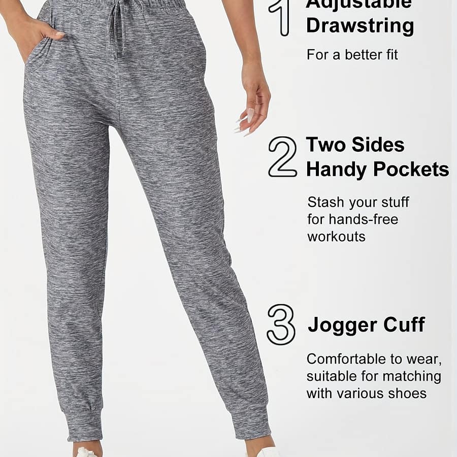 Women’s Fashionable Casual Comfy Jogger Pants, Athletic Style, Tapered Ankle, Drawstring Waist, Heather Gray, Breathable Material, Sports & Lounge Wear Active Shop Online at Dubai Trades 2