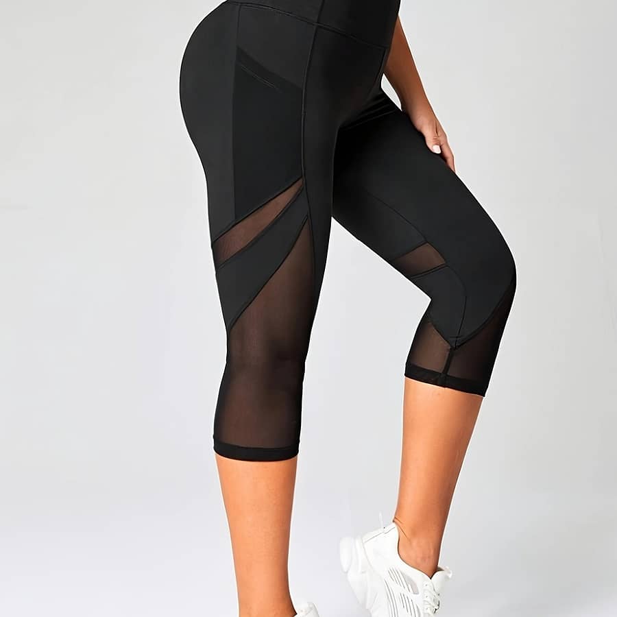 Women’s High Waist Mesh Panel Sports Capri Leggings, , Stretchy Fitness Yoga Pants Clothing, Shoes & Jewelry Shop Online at Dubai Trades 2