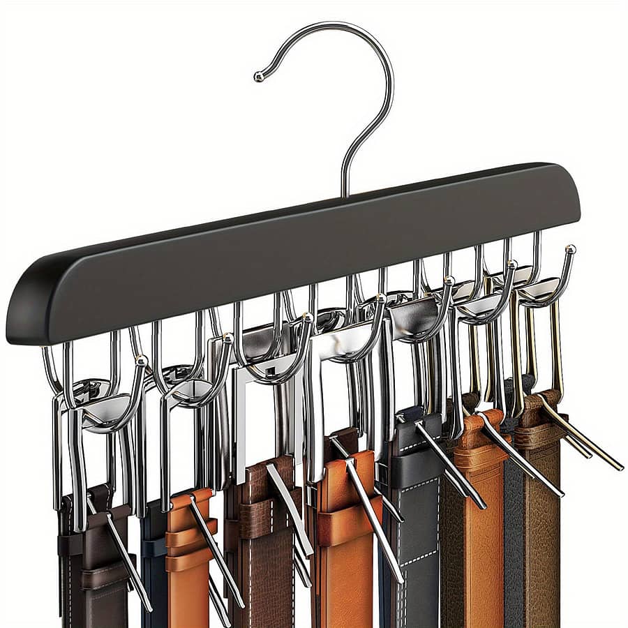 Wooden Belt Hanger With Multiple Hooks – Ties, Scarves & More – Ideal Closet Organizer For Accessory Organizers Shop Online at Dubai Trades 2