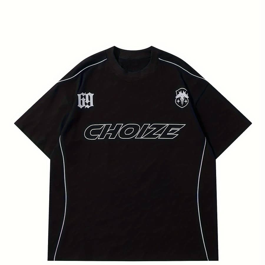 Y2k Neck T-shirt, Alphabet Print, Polyester 95% Elastane 5%, Knit Fabric, Regular Length, , 180gsm – Unisex Fashion Top Clothing Shop Online at Dubai Trades 2