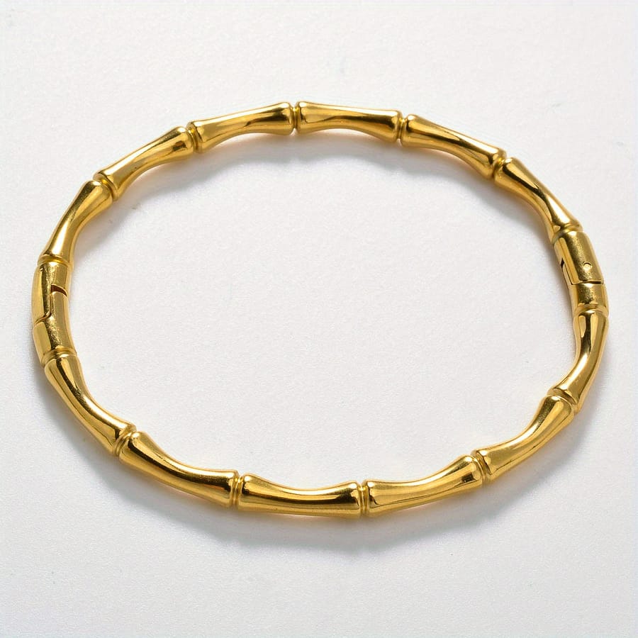 Zeadear Women’s Golden-tone Bamboo Stainless Steel Bracelet – , Elegant Braided Design, & Party Wear Bangle Shop Online at Dubai Trades 2
