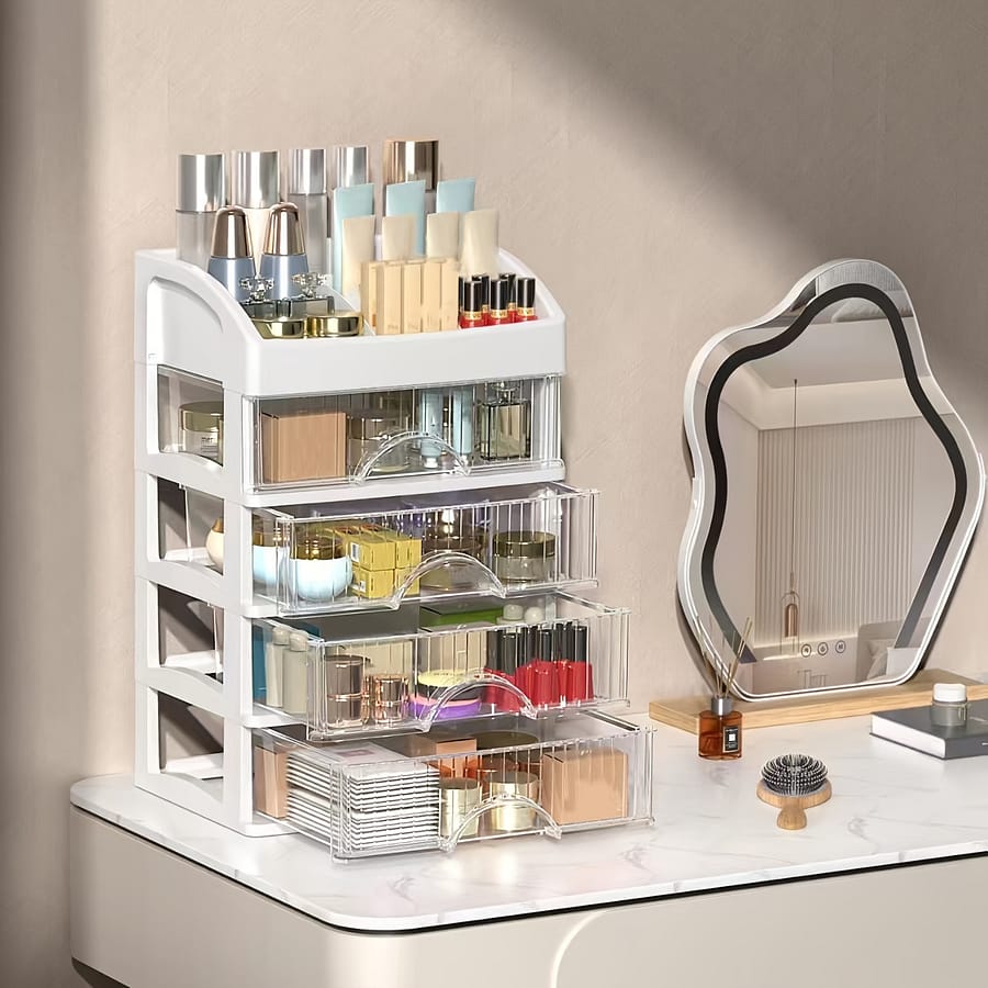 -inspired Drawer Organizer Set – Transparent Cosmetic & Jewelry Storage Cabinet, Lightweight Plastic, Easy Insert Design Bags & Cases Shop Online at Dubai Trades 2